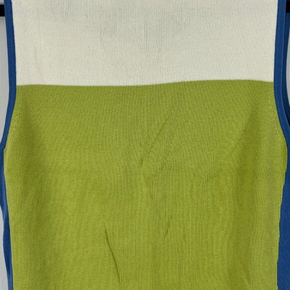 PHD Paul Harris Design Top Blouse Camisole Size L Green Blue Round Neck Stretch - Picture 8 of 9